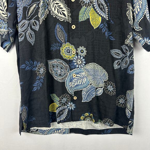 Tommy Bahama Floral 100% Silk Button Down Shirt Blue Beach Tropical Men's Size M - Picture 3 of 11